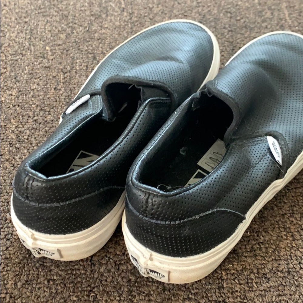 Black Leather Slip On Vans